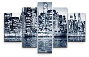 Sablio Obraz - 5-dílný Noční New York - 125x90 cm