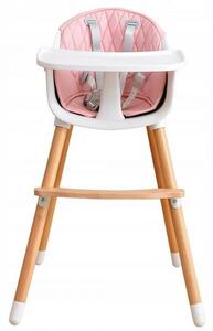 EcoToys Dřevěná jídelní židlička 2v1 - růžová, HC-423 PINK