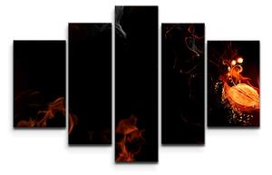 Sablio Obraz - 5-dílný Červený oheň - 125x90 cm