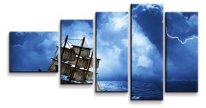 Sablio Obraz - 5-dílný Loď v bouřce - 100x60 cm