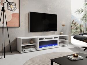 TV skříňka s krbem Loloz 180, Barva: bílá, Krb: bílý 5903211468629