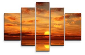 Sablio Obraz - 5-dílný Oranžové slunce - 125x90 cm