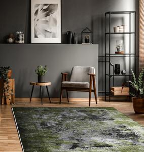 Moderní koberec VINCI 1407 Růžice vintage Strukturální zelená / ant velikost 80x150 cm | krásné koberce cz