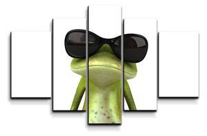 Sablio Obraz - 5-dílný Žába v brýlích - 125x90 cm