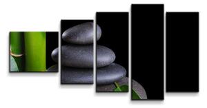 Sablio Obraz - 5-dílný Bambus a kameny - 100x60 cm