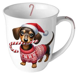 Porcelánový vánoční hrnek Vánoční jezevčík 400 ml