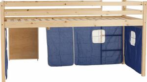 Postel s PC stolem, borovicové dřevo / modrá, 90x200 cm, ALZENA Mdum