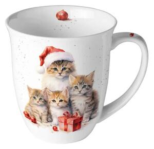 Porcelánový vánoční hrnek Vánoční koťátka 400 ml