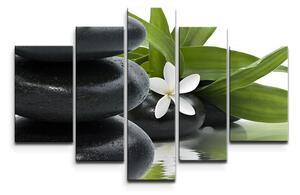 Sablio Obraz - 5-dílný Květ s kameny - 125x90 cm