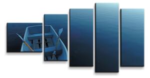 Sablio Obraz - 5-dílný Loďka na jezeře - 100x60 cm
