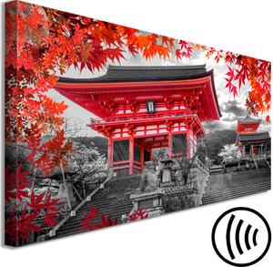 Obraz Umění zen (1-dílný) - architektura Japonska v barvě červené