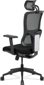 Kancelářská židle, černá látka+síťovina, synchronní mech., plastový kříž Mdum