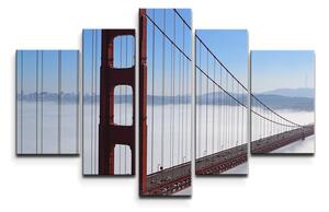 Sablio Obraz - 5-dílný Golden Gate v mlze - 125x90 cm