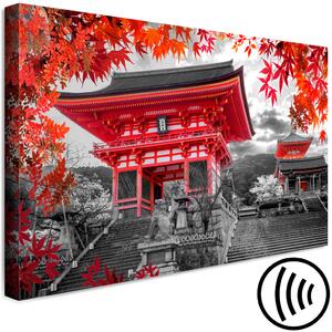 Obraz Červené prvky Orientu (1-dílný) - Zen v srdci šedého Japonska
