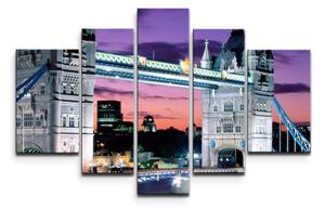 Sablio Obraz - 5-dílný Tower Bridge - 125x90 cm