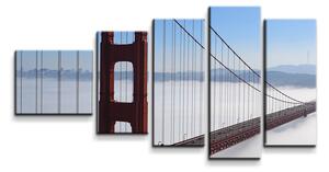 Sablio Obraz - 5-dílný Golden Gate v mlze - 100x60 cm