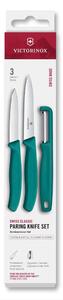 Victorinox - Sada kuchyňských nožů se škrabkou SWISS CLASSIC 3 ks tyrkysová