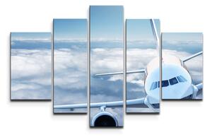 Sablio Obraz - 5-dílný Letadlo v oblacích - 125x90 cm