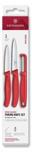 Victorinox - Sada kuchyňských nožů se škrabkou SWISS CLASSIC 3 ks červená