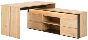 ROHOVÝ PSACÍ STŮL, černá, dub artisan, 174/138/78 cm Hom`in - Rohové psací stoly
