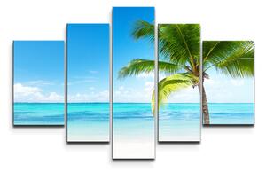 Sablio Obraz - 5-dílný Palma na pláži - 125x90 cm