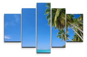 Sablio Obraz - 5-dílný Palmová pláž - 125x90 cm