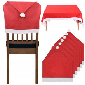 ISO 11418 Vánoční potahy na židli 6 ks + ubrus Santa Claus 172x130cm