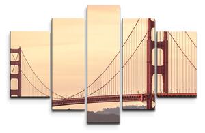Sablio Obraz - 5-dílný Golden Gate 2 - 125x90 cm
