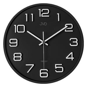 Plastové pastelové černé nástěnné tiché netikající hodiny JVD HX2472.10