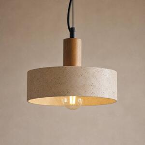 Lucande Závěsné světlo Carlotta, 1 žárovka, Ø 27 cm, béžové, beton, stmívatelný, Krémová / jantar, Obývací pokoj / jídelna, Beton, Moderní