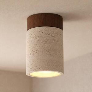 Lucande Stropní světlo Carlotta, Ø 12 cm, béžové, beton, E27, stmívatelný, Krémová / jantar, Obývací pokoj / jídelna, Beton, Moderní