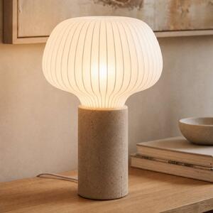Lucande Stolní lampa Eloise, 42 cm, bílá, textil/beton, E27, Bílá / opál, Obývací pokoj / jídelna, Textil / tkanina / hedvábí, Skandinávský
