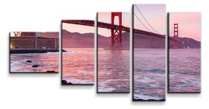 Sablio Obraz - 5-dílný Golden Gate - 100x60 cm