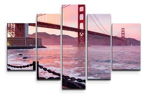Sablio Obraz - 5-dílný Golden Gate - 125x90 cm