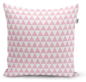 Sablio Polštář Růžové a bílé trojúhelníky - 40x40 cm