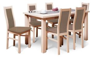 Agáta - Set 6x židle, 1x stůl + rozklad (sonoma/nubuk 26w)