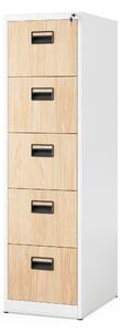 Plechová kartotéka, 5 zásuvek SARA V5, 460 x 1625.5 x 620 mm, Eco Design: bílá/ dub sonoma