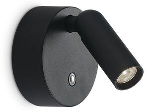 Ideal lux 350240 LED bodové nástěnné svítidlo BEAN | 3W integrovaný LED zdroj | 180lm | 3000K | s vypínačem | černá