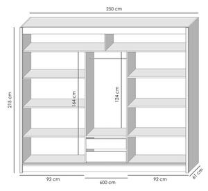 Šatní skříň Vaila 250x215x61 (sonoma/bílá)