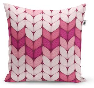 Sablio Polštář Tříbarevné růžové pletení - 40x40 cm