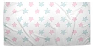 Ručník SABLIO - Růžové a modré hvězdy 30x50 cm