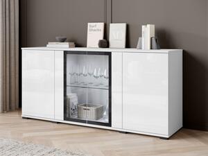 Komoda Hedvis SB 154 4D, Barva: bílá / bílý lesk, Osvětlení: osvětlení LED - bílé Mirjan24 5903211423208