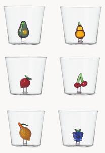 Sada ručně vyrobených sklenic na vodu Fruits & Flowers, 6 dílů