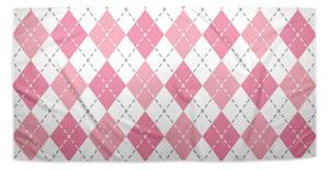 Sablio Ručník Růžové a bílé kosočtverečky - 70x140 cm