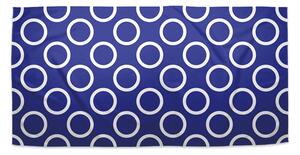 Sablio Ručník Bílé kruhy na modré - 50x100 cm