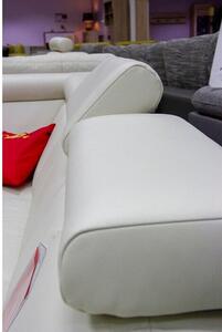Kožená sedačka rozkládací Malpensa levý roh bílá