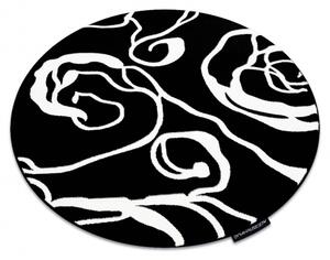 Kulatý koberec HAMPTON Rosa růže, květiny černý velikost kruh 160 cm | krásné koberce cz