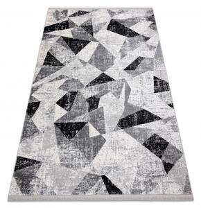 Moderní koberec TULS strukturální, střapce 51211 Geometrický antracit velikost 80x150 cm | krásné koberce cz