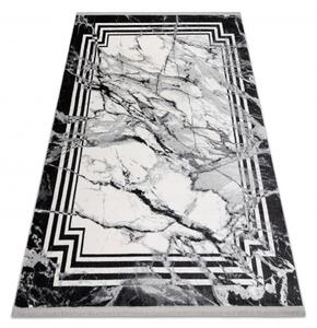 Moderní koberec TULS strukturální, střapce 51210 Mramor antracit velikost 80x150 cm | krásné koberce cz