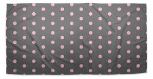 Sablio Ručník Růžové puntíky na šedé - 30x50 cm